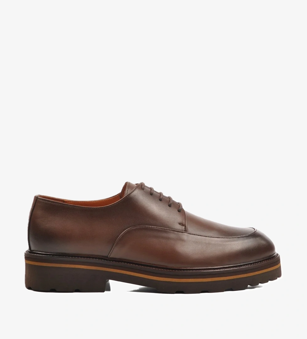 Kahve Hakiki Deri Erkek Klasik Ayakkabı Premium 2873 M