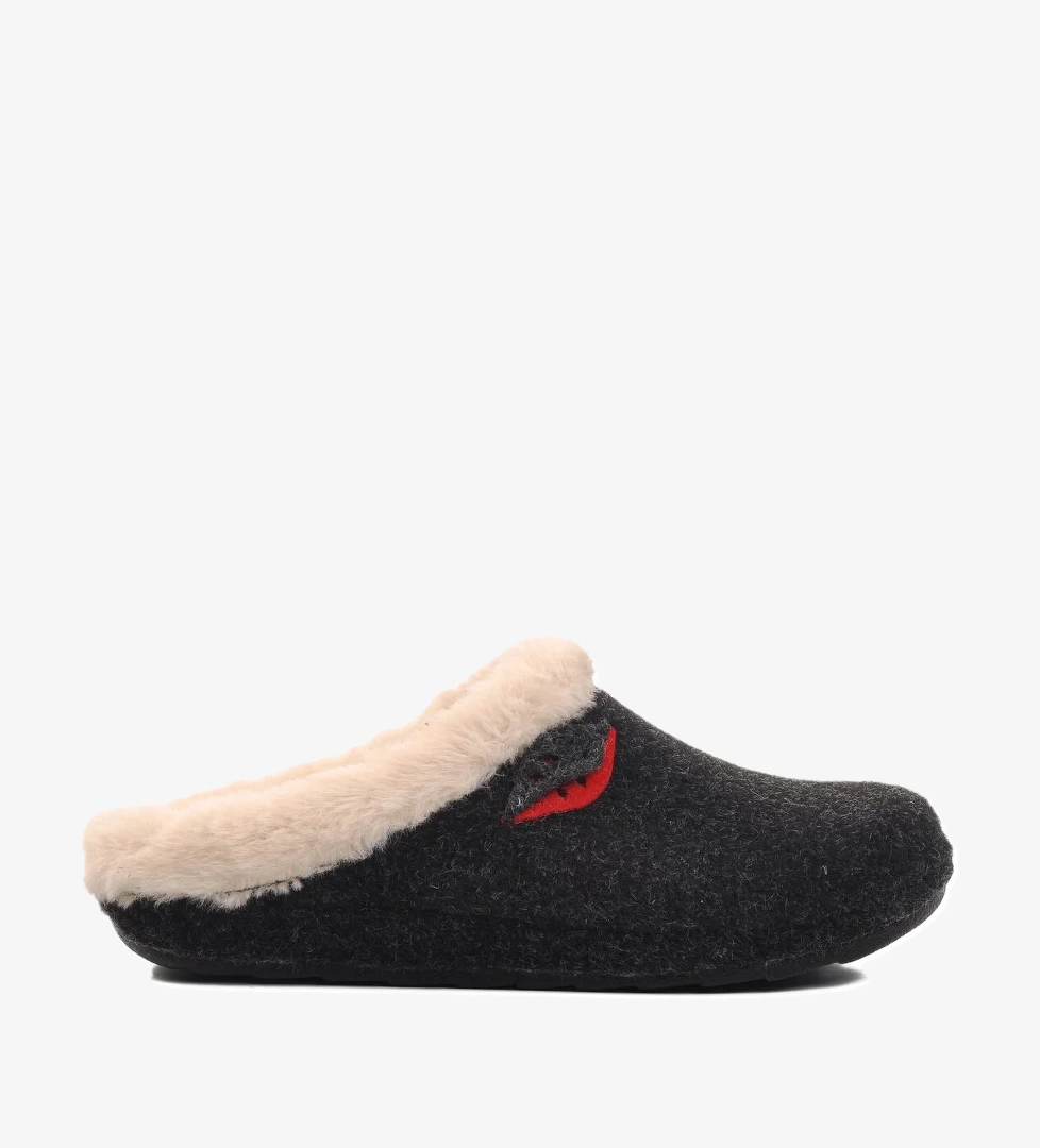 Siyah İçi Kürklü Kadın Ev Terliği K-9529 Z