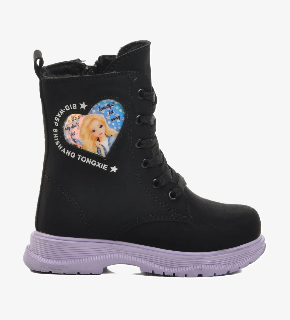 Siyah-Lila İçi Kürklü Kız Çocuk Bot Leonis P