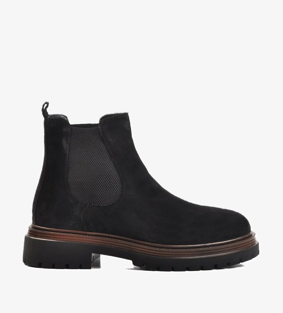 Ayakmod Bej Siyah Nubuk Hakiki Deri Erkek Chelsea Bot Br-44001 M model görseli