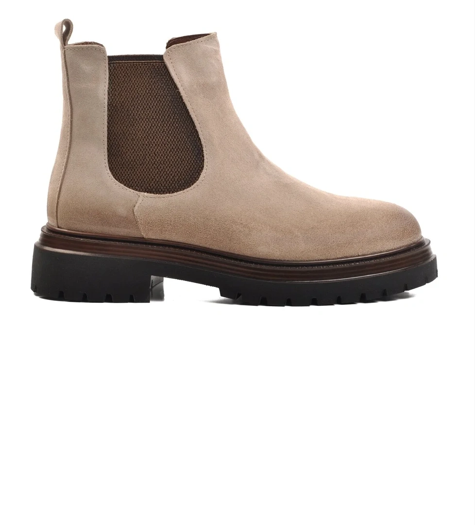 Bej Nubuk Hakiki Deri Erkek Chelsea Bot Br-44001 M