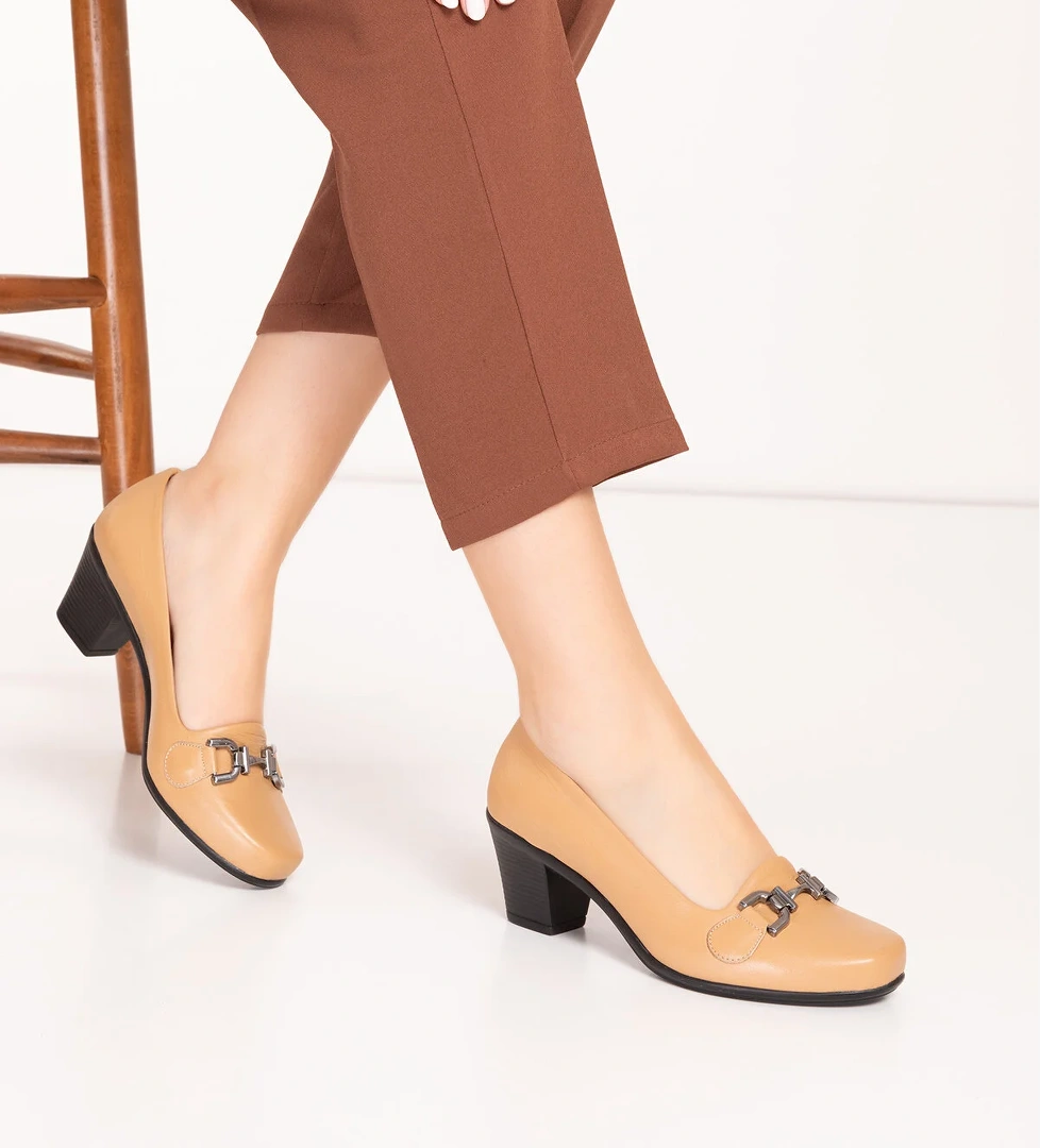 Gondol Hakiki Deri Rahat Klasik Topuklu Ayakkabı vdt.74 - Görsel 1