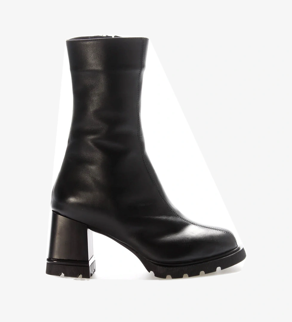 Hakiki Deri Kürklü Kadın Kalın Topuklu Bot 212KZA444