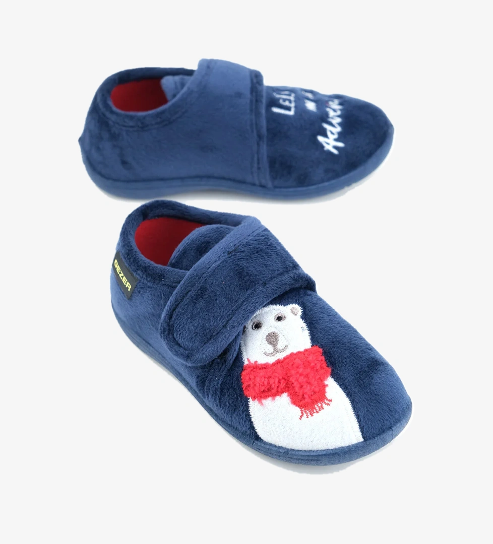 Kışlık Cırtlı Ayarlanabilir Rahat Taban Erkek Çocuk Panduf Ayakkabı - Görsel 1