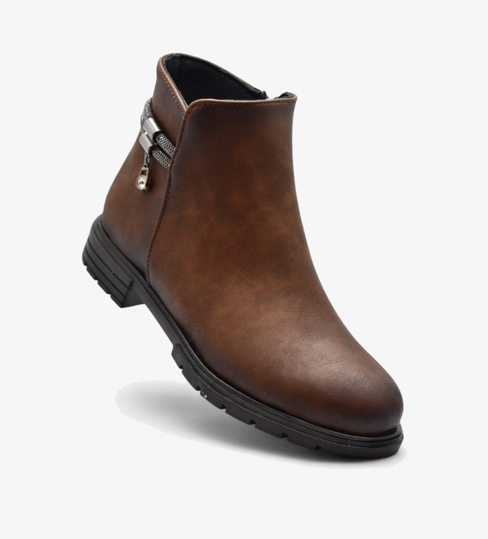 Ayakkabı Burada 450Z Fermuarlı Günlük Kadın Bot Ayakkabı Kışlık Taşlı Siyah Düz Kadın Bot model görseli