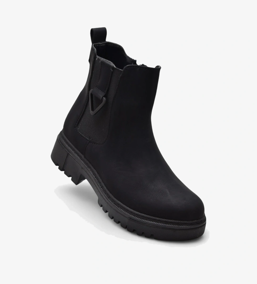 881 Lastikli Günlük Kadın Bot Ayakkabı Kışlık Kadın Bot Siyah Zümrüt - Görsel 1