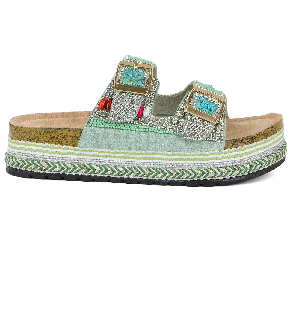 Vojo Quenn Taş Boncuk Detaylı Deniz Plaj Günlük Kadın Terlik model görseli