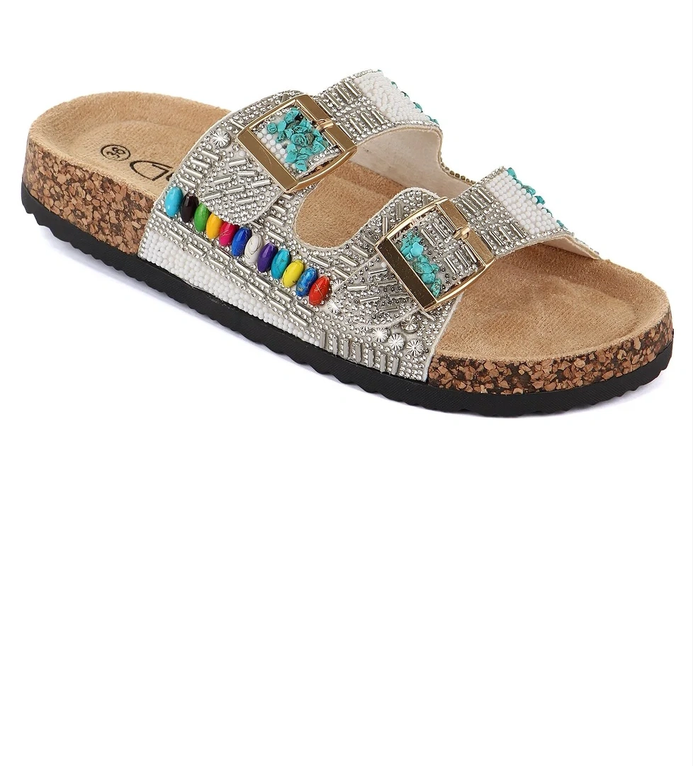 Toledo Anatomik Taban Taşlı Boncuk Detaylı Kadın Terlik