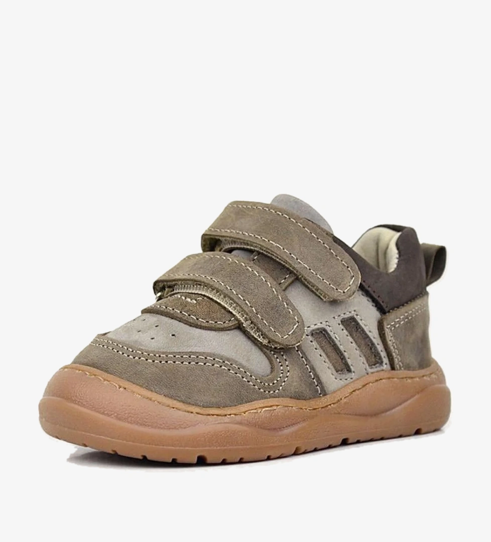 Schaggy Hakiki Deri Kum Gri Bebek Spor Ayakkabı - Görsel 1