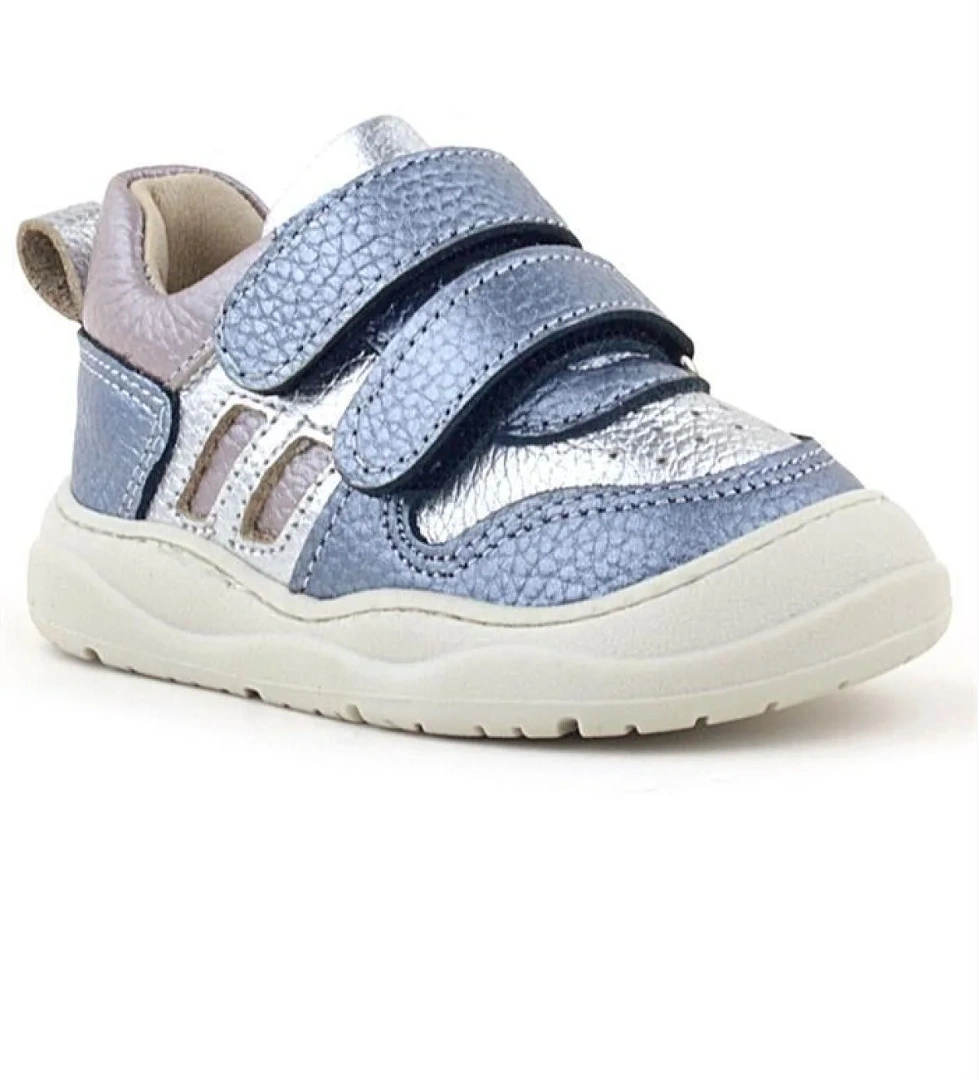 Rakerplus Schaggy Hakiki Deri Metalik Mavi Gümüş Bebek Spor Ayakkabı model görseli
