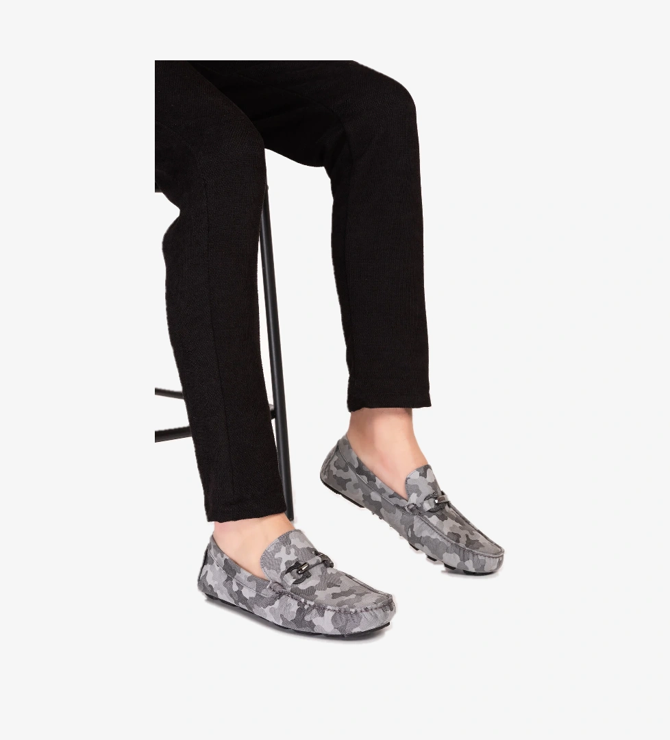 Gondol Kundura Gondol Erkek Hakiki Deri Esnek Taban Kamuflaj Desenli Loafer Ayakkabı tx.13883 model görseli