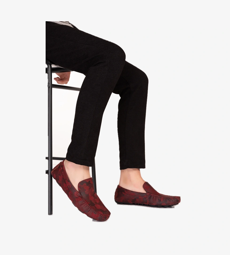 Gondol Erkek Hakiki Deri Esnek Taban Kamuflaj Desenli Loafer Ayakkabı tx.11870 - Görsel 1