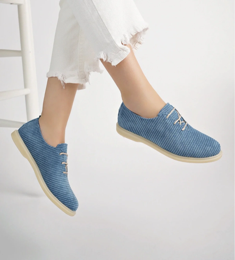 Kadın Rahat Slikon Taban Günlük Babet Ayakkabı Ppl.200 Mavi