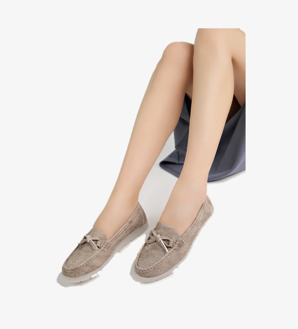 Freemax Kadın Rahat Slikon Taban Günlük Loafer Ayakkabı Ppl.211 Vizon Siyah model görseli