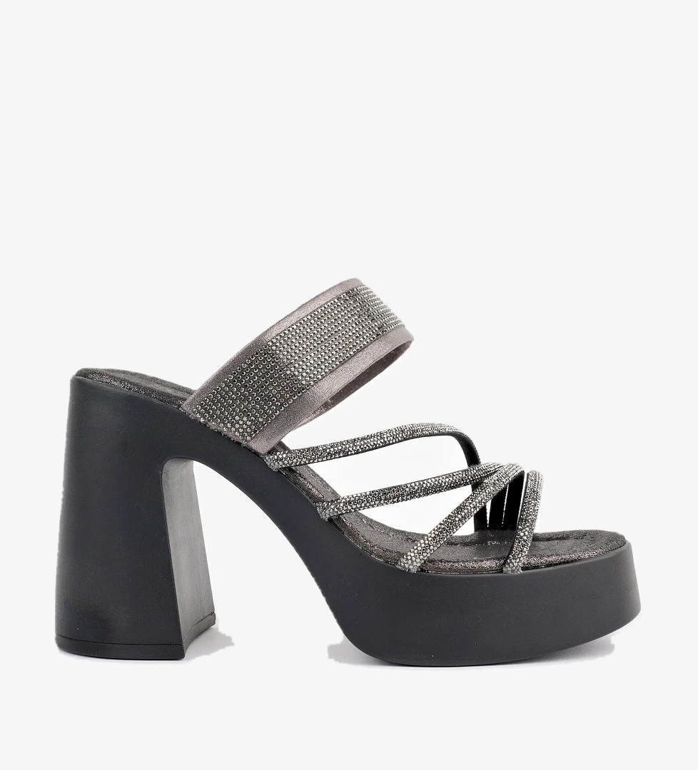 Kadın Yüksek 12 cm Topuklu Klasik Platform Ayakkabı Platin