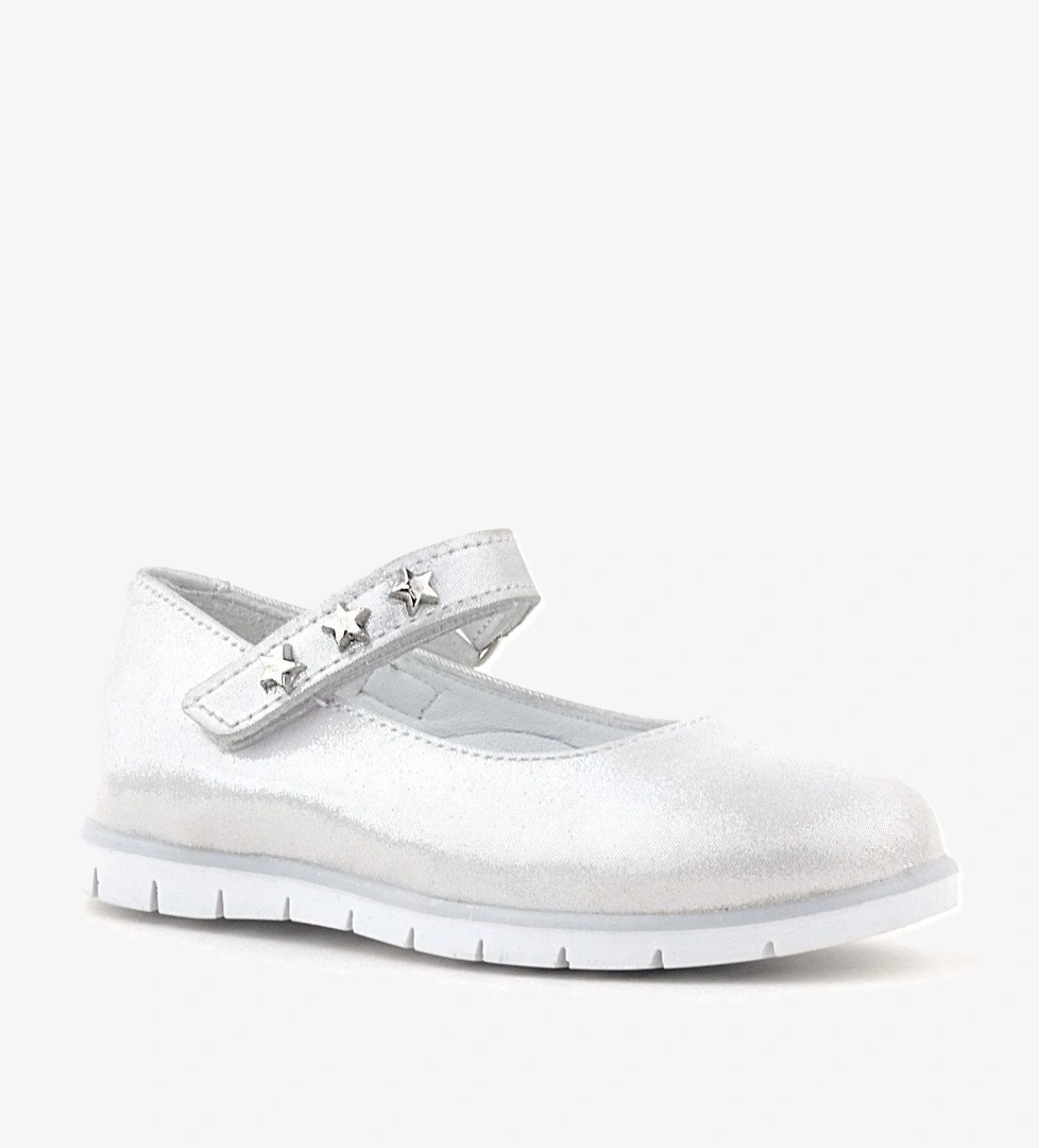 Rakerplus Hakiki Deri Gümüş Yıldızlı Cırtlı Kız Çocuk Babet model görseli