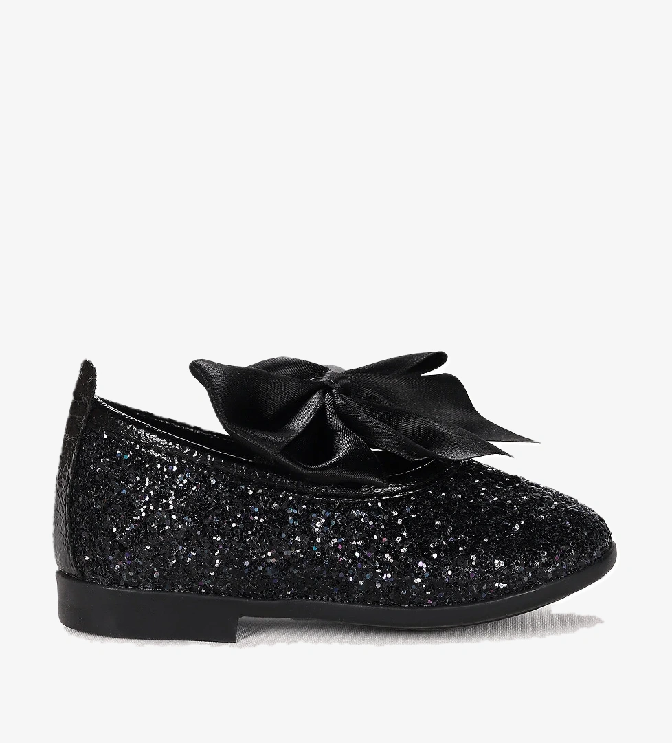 Tari Fiyonk Lastikli Kız Bebek Babet Ayakkabı Siyah - Görsel 1