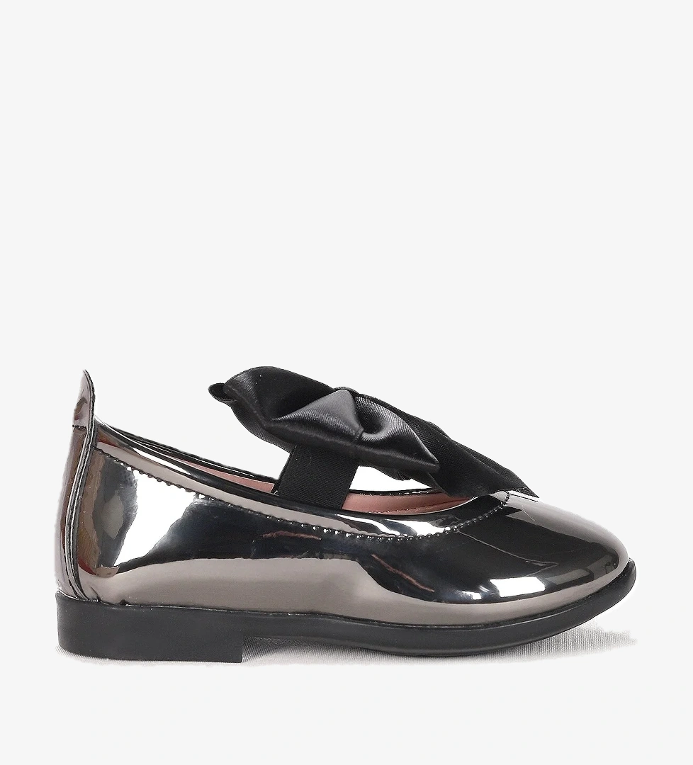 Tari Fiyonk Lastikli Kız Bebek Babet Ayakkabı Platin - Görsel 1