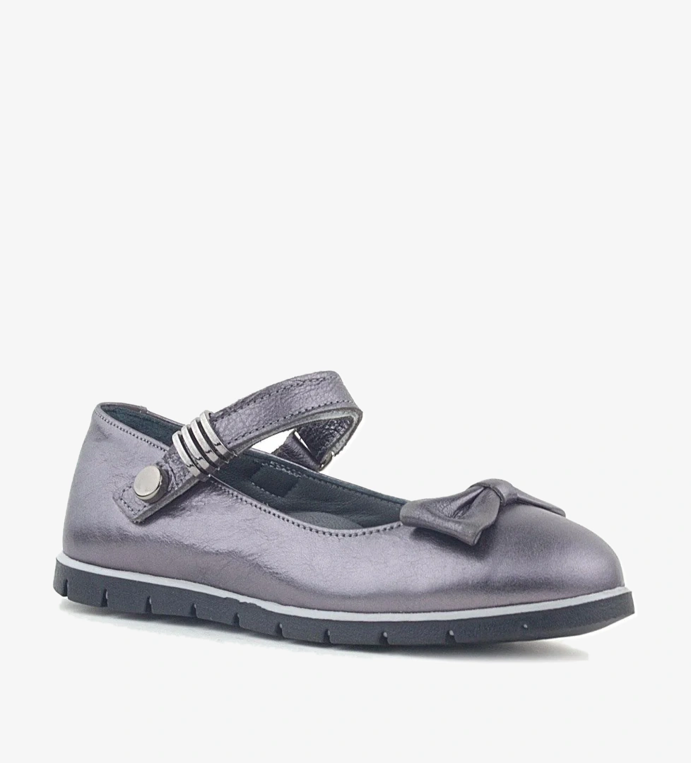 Rakerplus Hakiki Deri Platin Toka Detaylı Cırtlı Kız Çocuk Babet Ayakkabı model görseli