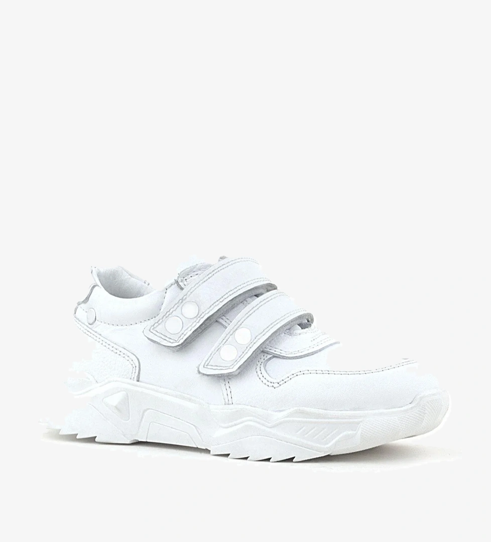 Rakerplus Hakiki Deri Beyaz Metal Detaylı Kız Çocuk Sneakers Ayakkabı model görseli