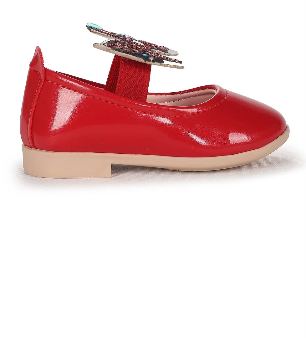 Menz Rugan Kelebek Lastikli Kız Bebek Babet Ayakkabı Kırmızı - Görsel 1