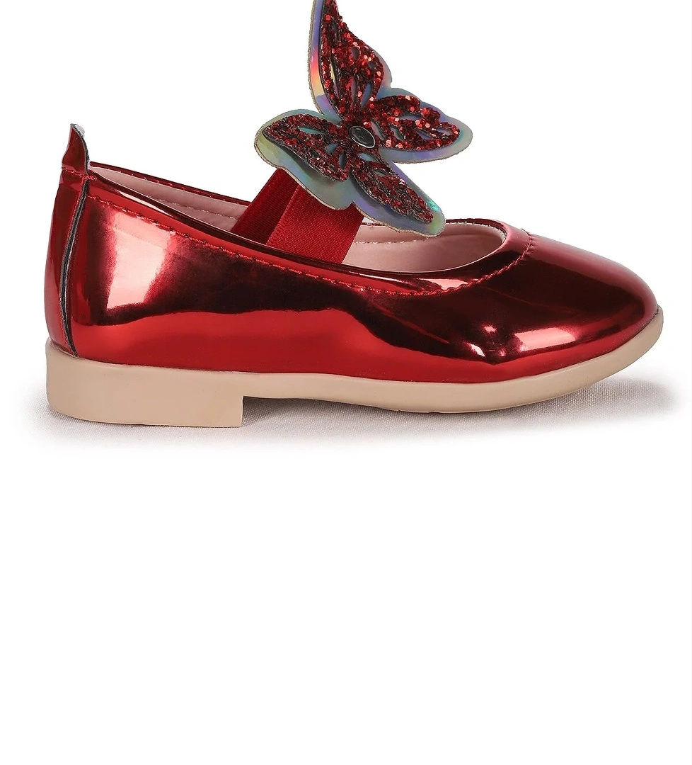 Ayna Menz Kelebek Lastikli Kız Bebek Babet Ayakkabı Kırmızı