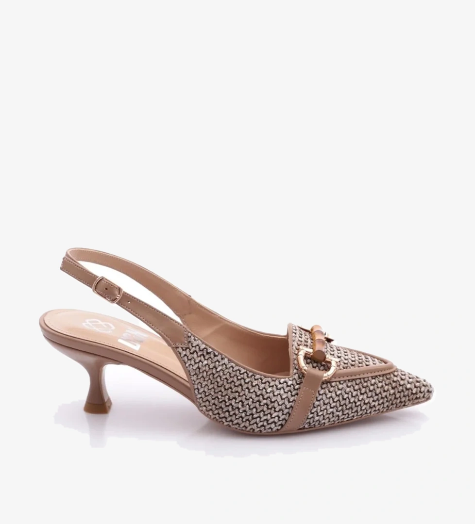 5850 Kadin Aksesuarli Sivri Burun Topuklu Ayakkabi