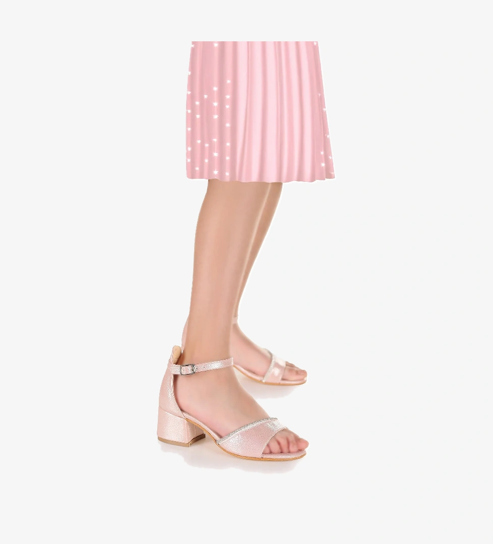 Kiko Kids Elos Vakko Günlük Kız Çocuk 4 Cm Topuklu Sandalet Ayakkabı Pudra