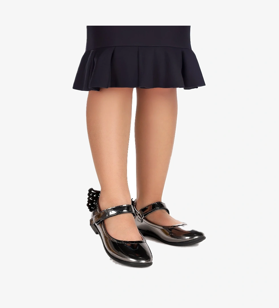 Friga Ayna Kelebek Cırtlı Kız Çocuk Babet Ayakkabı Platin