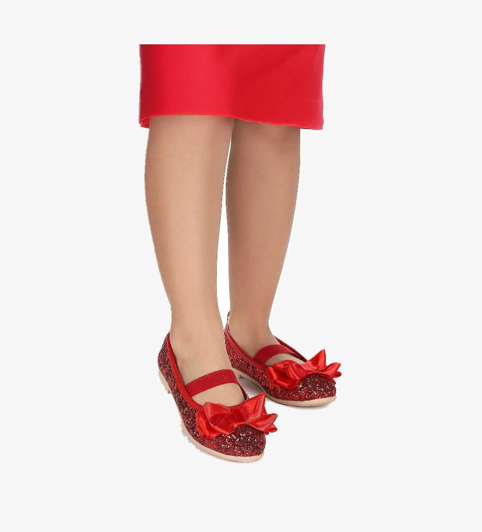 Kiko Kids Panı Cam Kırığı Fiyonk Lastikli Kız Çocuk Babet Ayakkabı model görseli