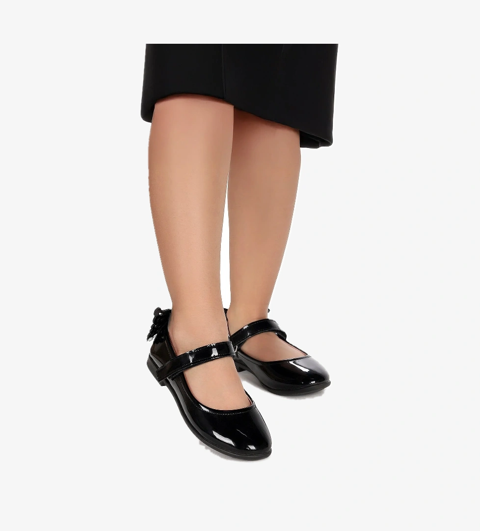 Friga Ayna Kelebek Cırtlı Kız Çocuk Babet Ayakkabı Siyah