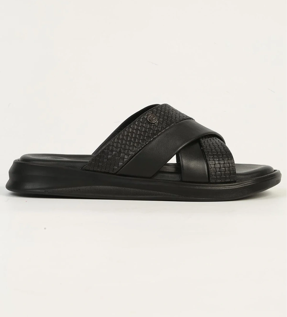 Pierre Cardin Hakiki Taba Deri Siyah Erkek Terlik Pc-7336 model görseli