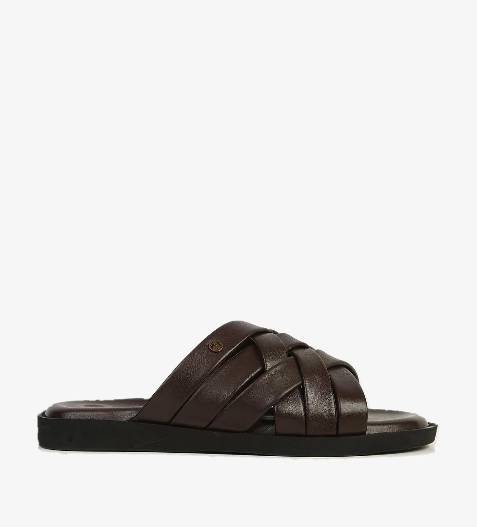 Hakiki Deri Kahve Erkek Terlik PC-7318 - Görsel 1