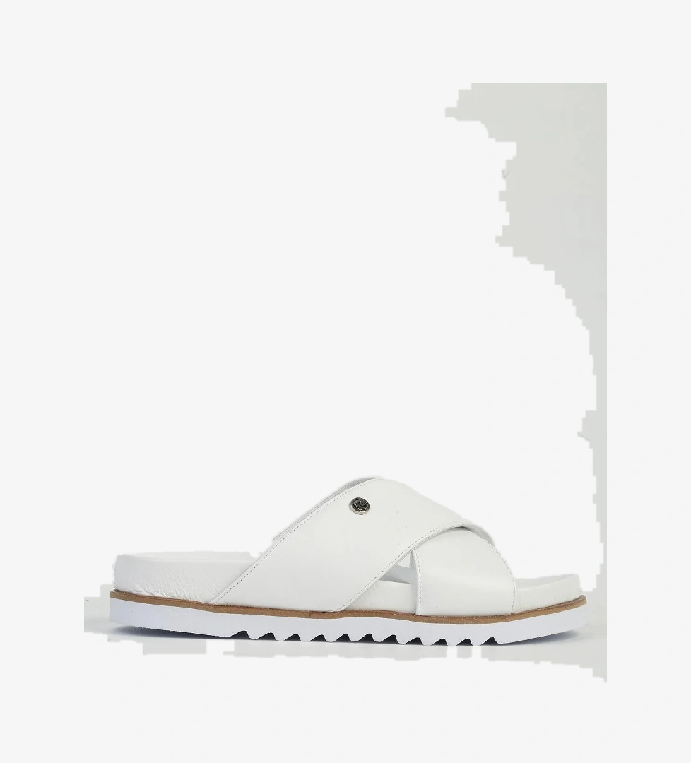 Hakiki Deri Beyaz Kadın Terlik PC-54601