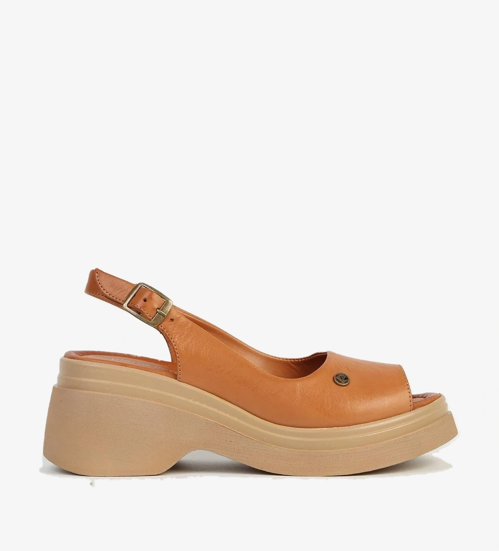 Hakiki Deri Taba Kadın Topuklu Ayakkabı PC-54645 - Görsel 1