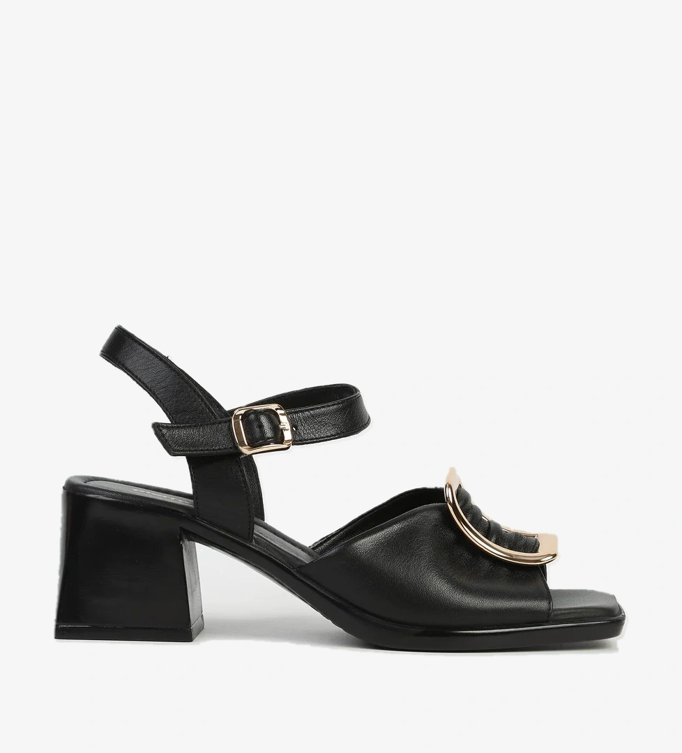 Pierre Cardin Hakiki Deri Siyah Taba Kadın Topuklu Ayakkabı Pc-54634 model görseli