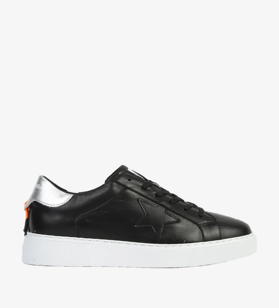 Siyah Beyaz Deri Kadın Sneaker PC-32720 - Görsel 1