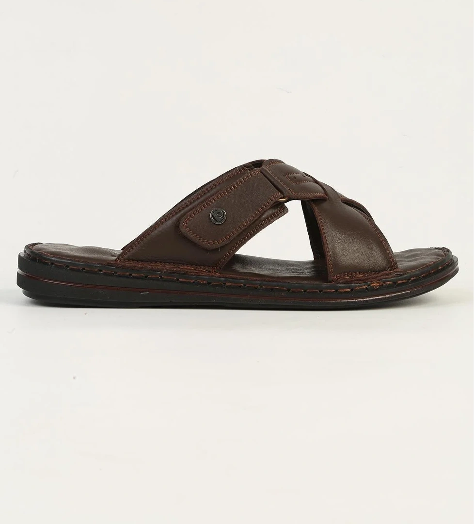 Pierre Cardin Hakiki Deri Siyah Kahve Erkek Terlik Pc-7450 model görseli