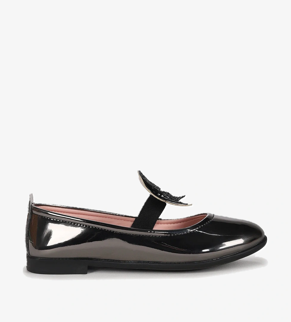 Menz Kelebek Lastikli Kız Çocuk Babet Ayakkabı Platin