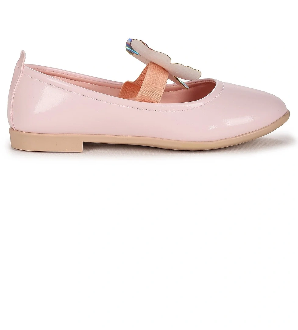 Menz Kelebek Lastikli Kız Çocuk Babet Ayakkabı Pudra - Görsel 1