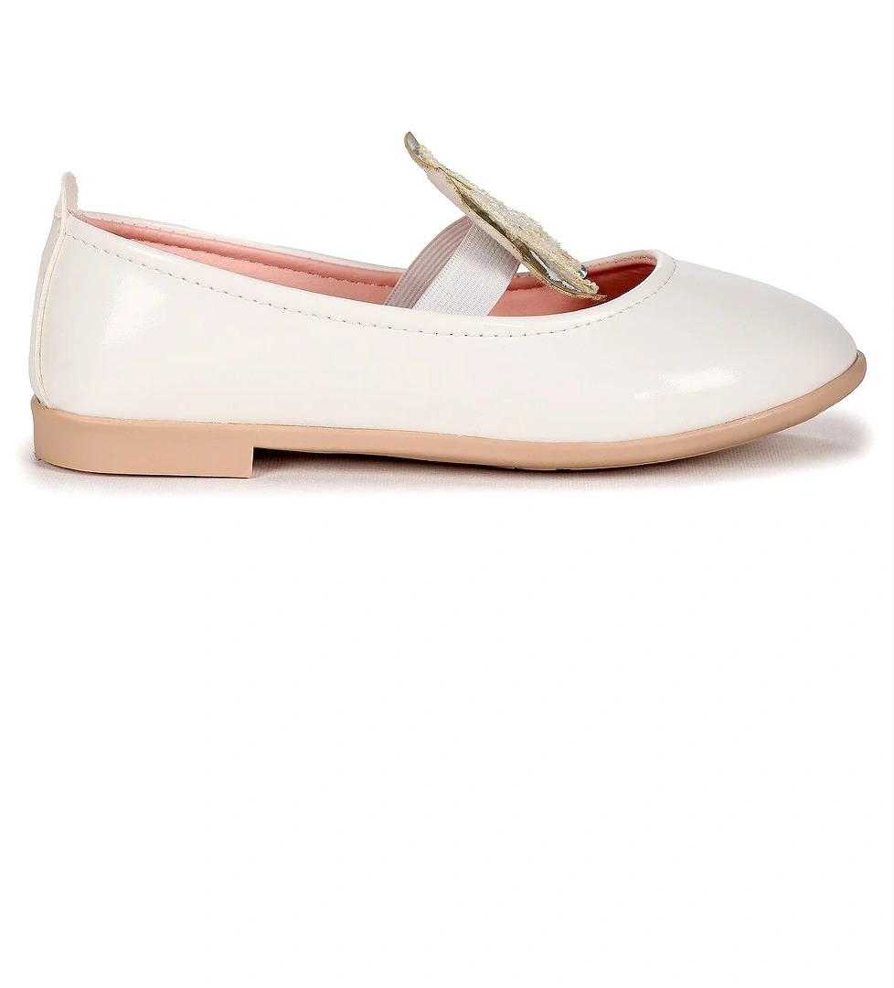 Menz Kelebek Lastikli Kız Çocuk Babet Ayakkabı Beyaz