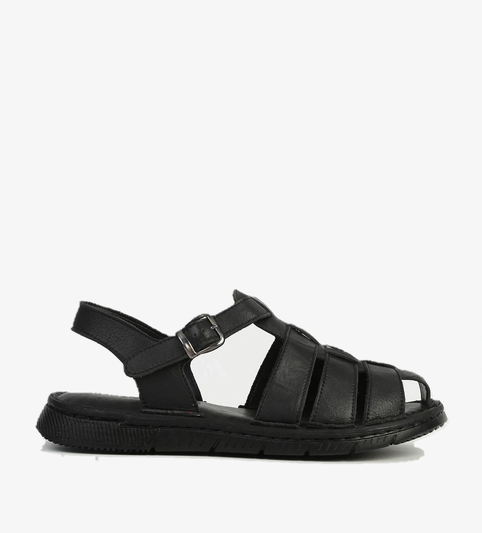 Pierre Cardin Hakiki Deri Siyah Kahve Erkek Sandalet Pc-7462 model görseli