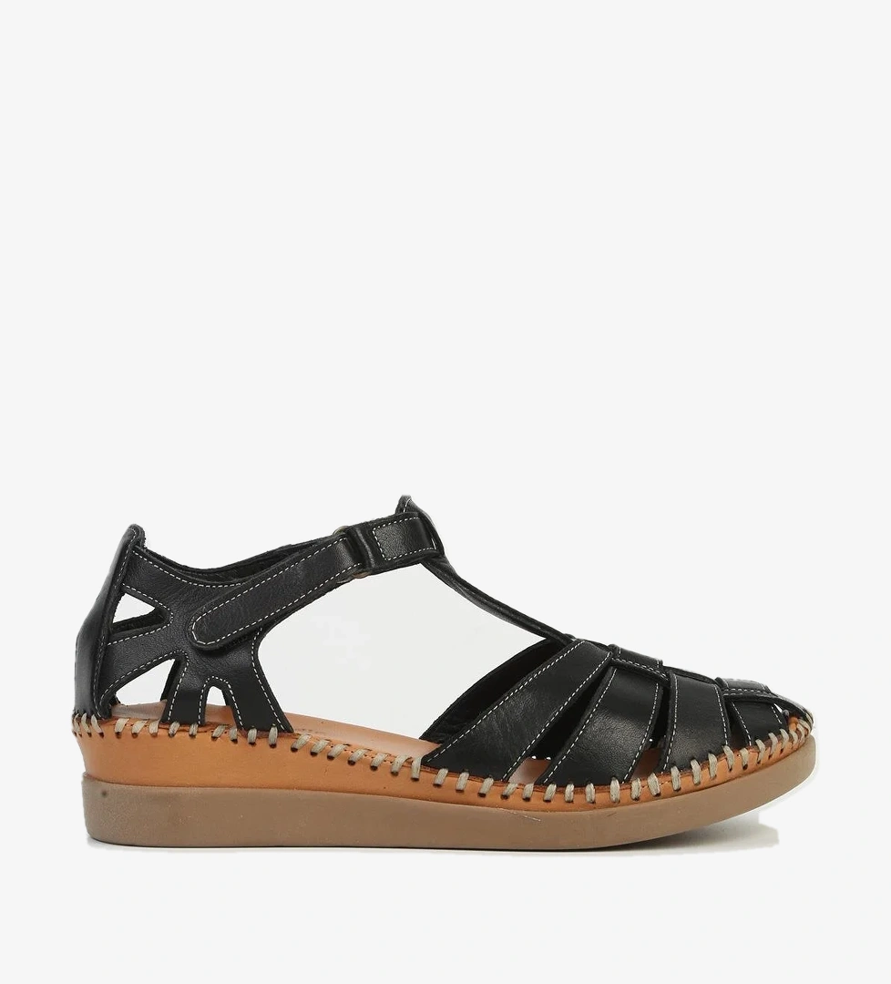 Hakiki Deri Siyah Kadın Sandalet PC-54522