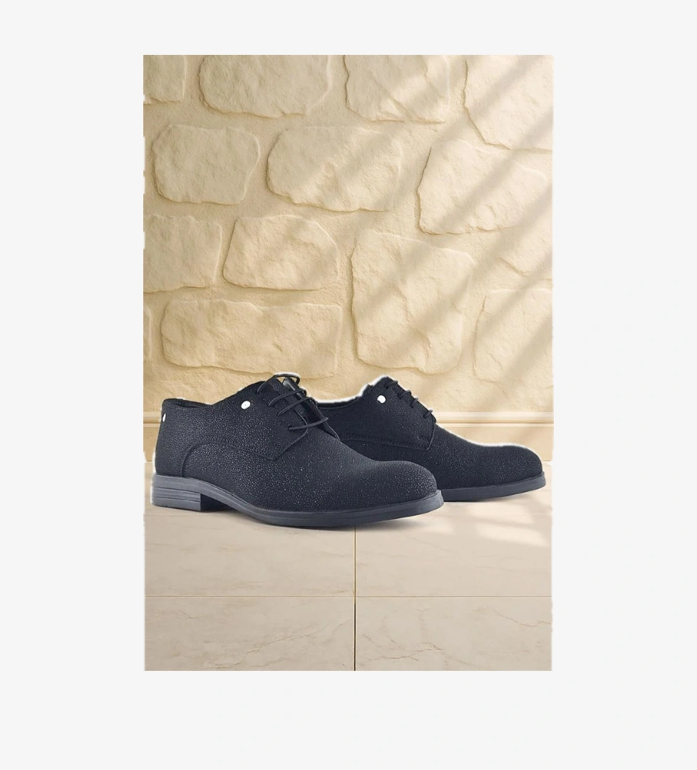 Siyah Simli Bağcıklı Metal Detaylı Klasik Çocuk Ayakkabı - Görsel 1