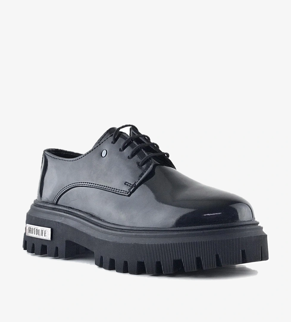 Siyah Rugan Bağcıklı Oxford Metal Detaylı Günlük Ayakkabı - Görsel 1