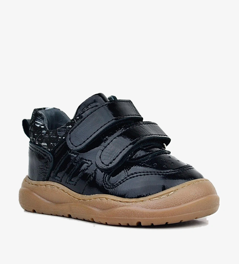 Rakerplus Schaggy Hakiki Deri Parlak Siyah Bebek Spor Ayakkabı model görseli