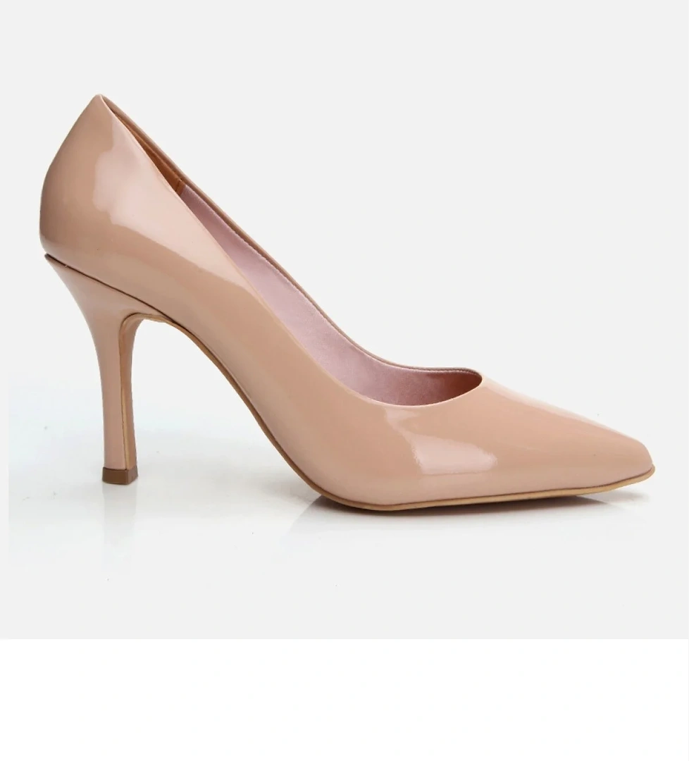 Hotiç Kadın Deri Bej Siyah Stiletto model görseli