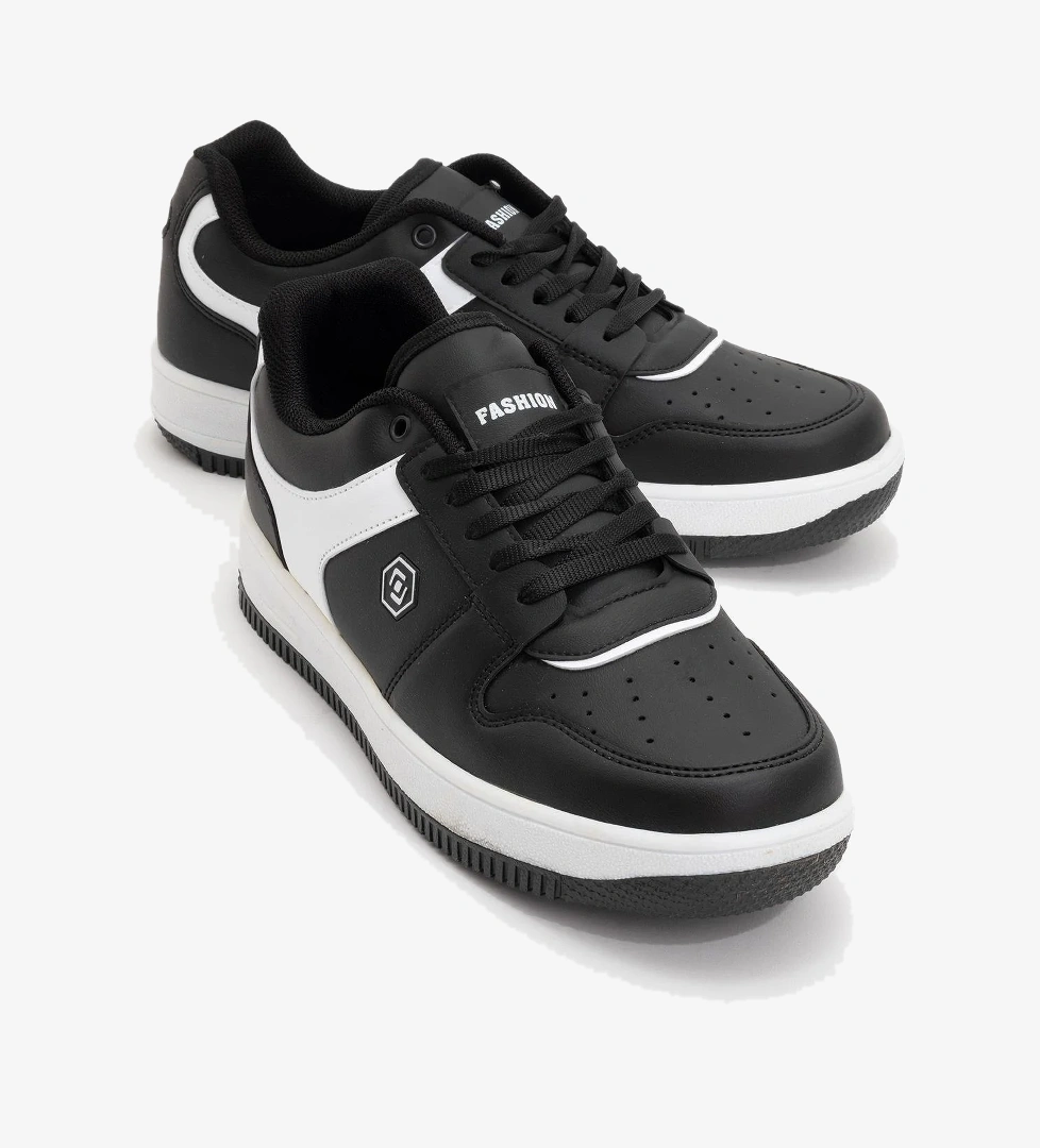 Bağcıklı Erkek Spor Ayakkabı SİYAH BEYAZ