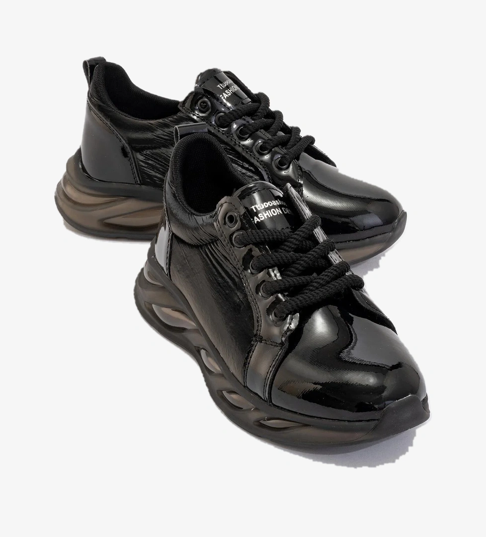 Bağcıklı Kadın Spor Ayakkabı SİYAH FÜME