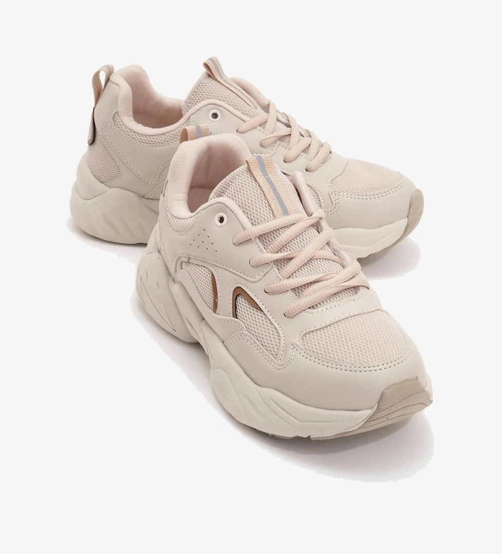 Kadın Bağcıklı Spor Ayakkabı BEJ TABA